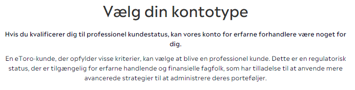 eToro Account Types Danish