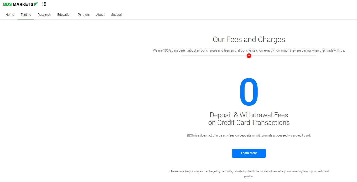 BDS Markets Fees, Spreads, and Commissions
